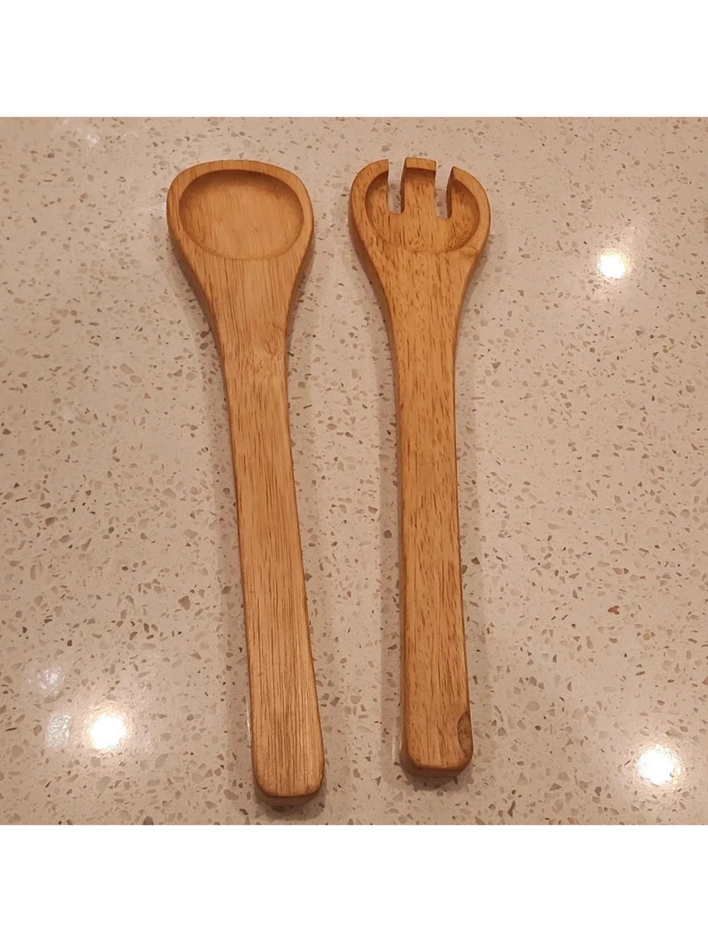 MCM Wood Minimalist Set 2 Wood Serving Fork Spoon